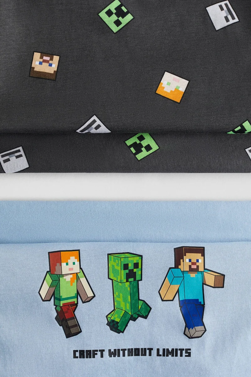 اتش اند ام بيجاما قطنية بطبعة مميزة - عبوة من 2